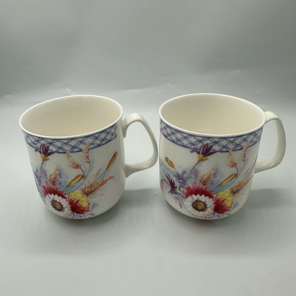 Rose of England Fine Bone China Mug Teacup Ann Anderson Studios Set Of 2